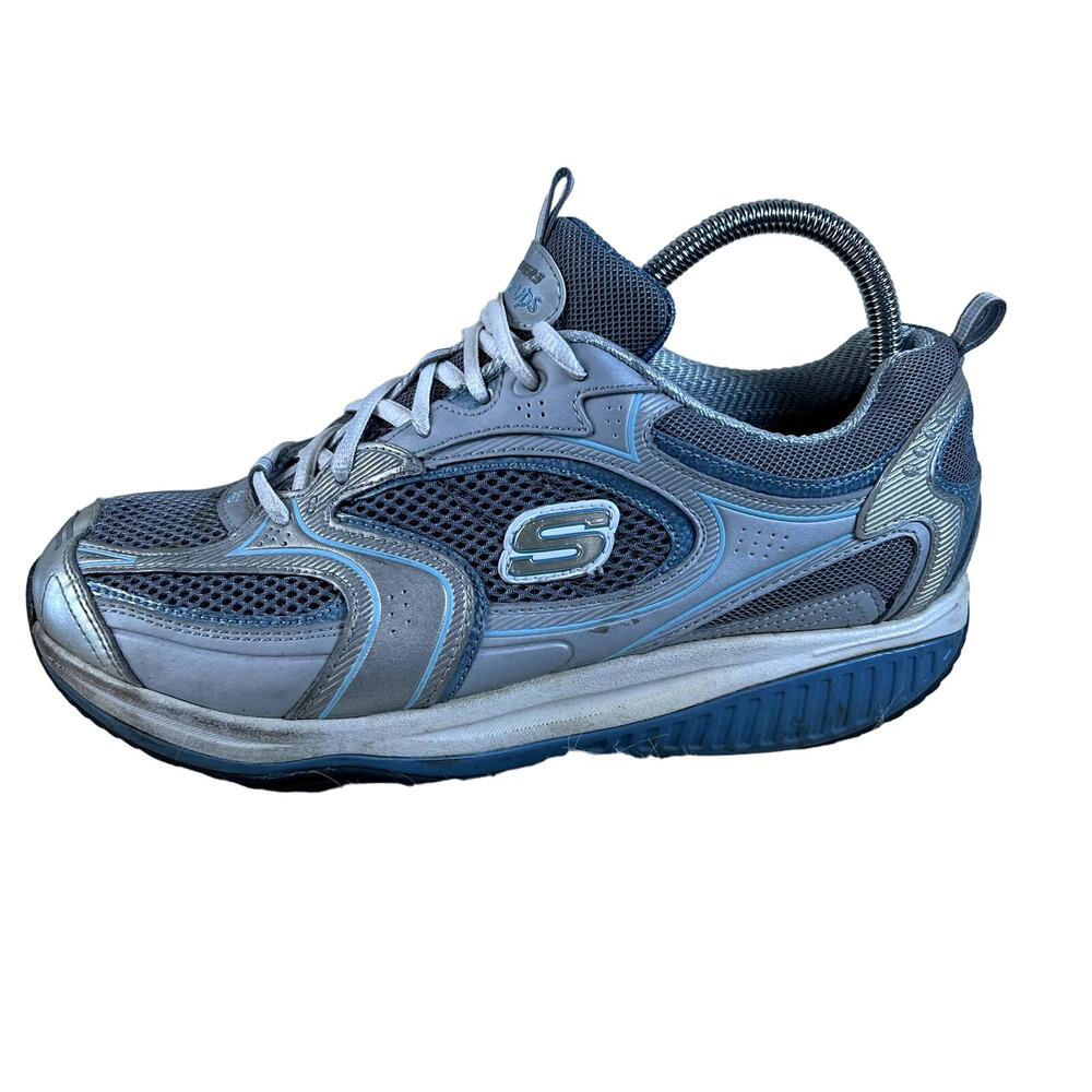 Skechers Womens Fitness Shape Ups Toning Walking Sneakers Shoes 9.5 Silver Blue